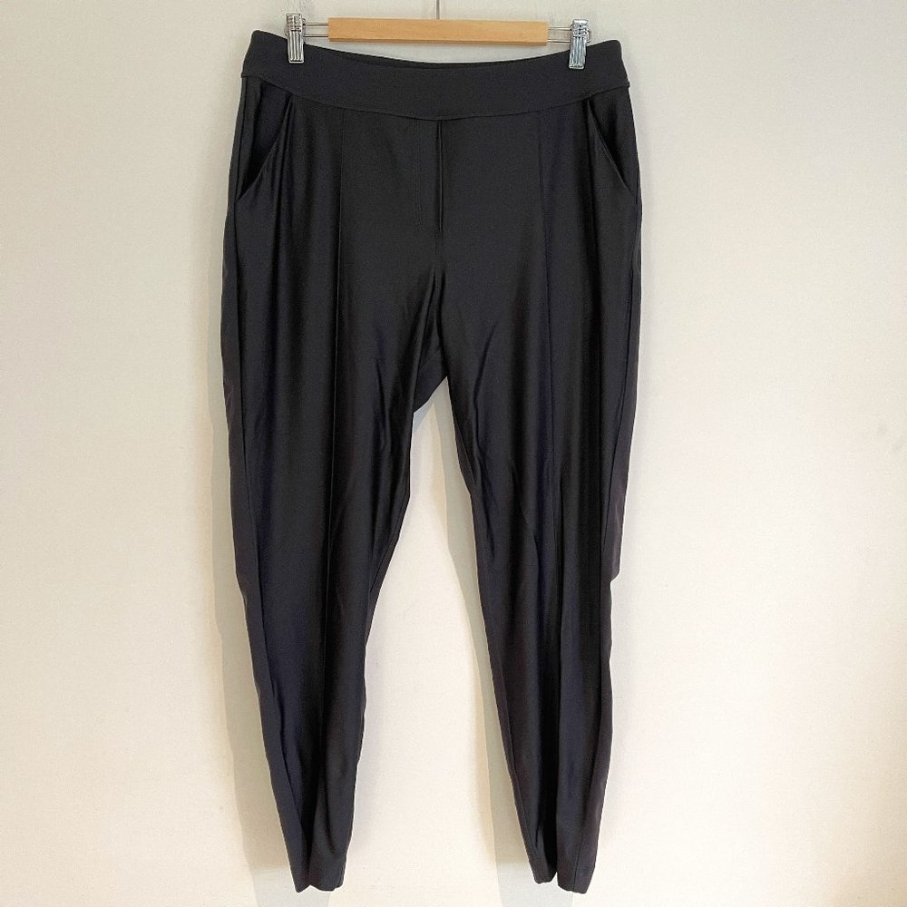 LULULEMON Women's High Waist Pants Activewear Shiny Flat Front Black Size 10